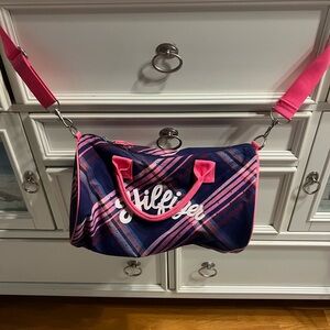 Tommy Hilfiger Pink and Blue Travel Bag with Sporty Design